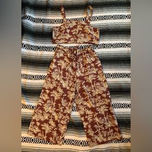 American Eagle Crop Top & Wide Leg Pants Linen Co-ord Size L